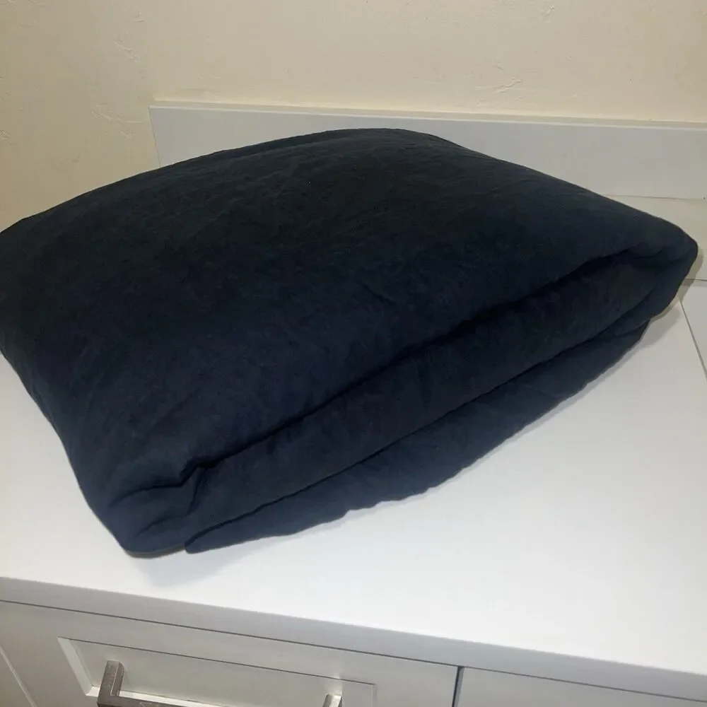 CB2 Linen Duvet Cover King Size 100% Linen European Flax Solid Black MSRP $319